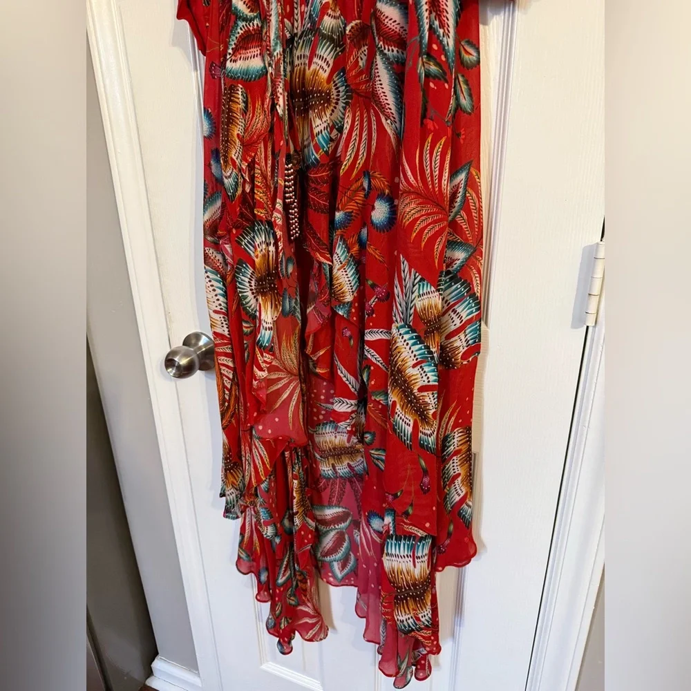 Farm Rio Elegant Red Floral Maxi Dress size small - Picture 5 of 8